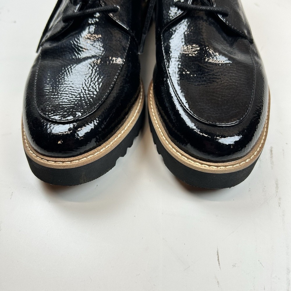 Franco Sarto Charles Shoe 7.5 M Lug Sole Derby Oxford Black Faux Patent Comfort - Picture 9 of 9